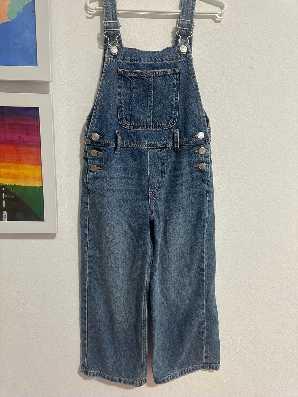 Zara Girls Wide Leg Denim Overalls Size 6-7 Years 122